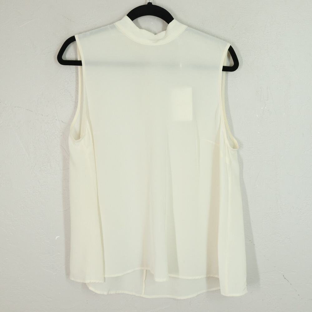 Zimmermann Silk Collar Tank Top Blouse Women 10 Pearl Ivory Sleeveless Rear Zip